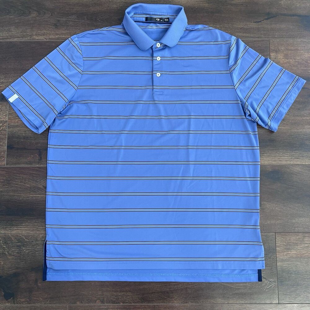 RLX Ralph Lauren Performance Golf Polo Shirt Size XL Blue Navy White Striped